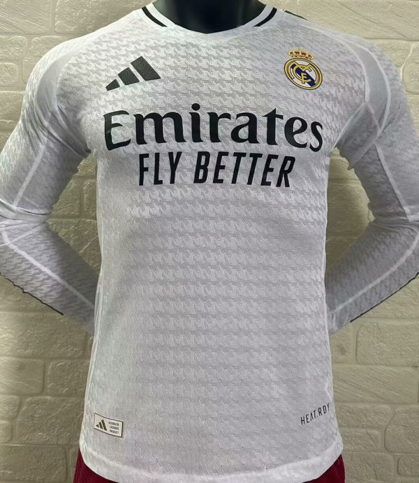 2024/25 RM Home White Player Version Long Sleeve Soccer Jersey