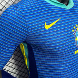 2024/25 Brazil Away Blue Player Version Long Sleeve Jersey