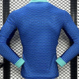 2024/25 Brazil Away Blue Player Version Long Sleeve Jersey