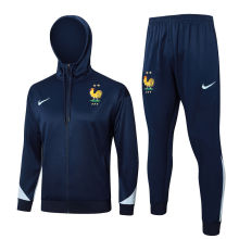 2025 France Sapphire Blue Hoody Zipper Jacket Windbreaker