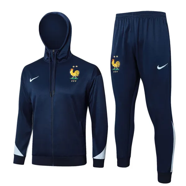 2025 France Sapphire Blue Hoody Zipper Jacket Windbreaker