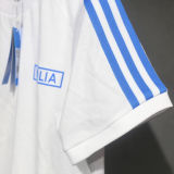 2024 Italy White Cotton Retro Style T-shirt
