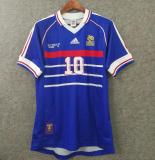 ZIDANE #10 France Home Blue Retro Soccer Jersey 1998 (右胸带小字) ★★