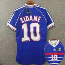ZIDANE #10 France Home Blue Retro Soccer Jersey 1998 (右胸带小字) ★★
