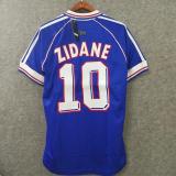 ZIDANE #10 France Home Blue Retro Soccer Jersey 1998 (右胸带小字) ★★