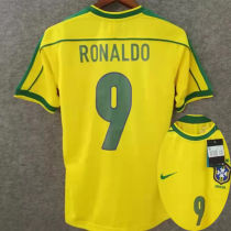Ronaldo # 9 Brazil Home Retro Soccer Jersey 1998 ★★