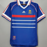 ZIDANE #10 France Home Blue Retro Soccer Jersey 1998 (右胸带小字) ★★