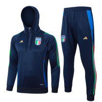 2025 Italy Sapphire Blue Hoody Zipper Jacket Windbreaker