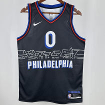 2021 76ers MAXEY #0 Sapphire Blue City Edition NBA Jerseys 热压