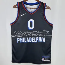 2021 76ers MAXEY #0 Sapphire Blue City Edition NBA Jerseys 热压