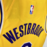 2025 Lakers WETBROOK #0 Yellow NBA Jerseys 热压