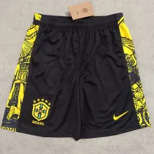 2024/25 Brazil Black Fans Shorts Pants 黄边