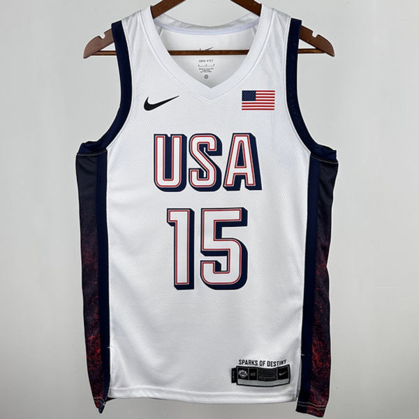 2025 Team USA BOOKER #15 White NBA Jerseys