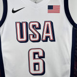 2025 Team USA JAMES #6 White NBA Jerseys