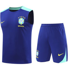 2025 Brazil Sapphire Blue Vest Training Jersey(A Set)