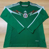 2014 Mexico Home Green Retro Long Sleeve Soccer Jersey