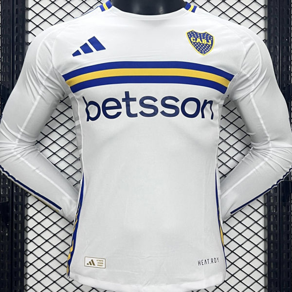 2024/25 Boca Away White Player Version Long Sleeve Jersey
