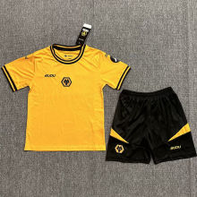 2024/25 Wolves Home Yellow Kids Soccer Jersey