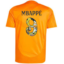 MBAPPÉ #9 RM 1:1 Quality Away Orange Fans Jersey 2024/25 （Cartoon UCL Font) 卡通字体★★
