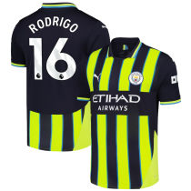 RODRIGO #16 Man City 1:1 Quality Away Fans Soccer Jersey 2024/25 (League Font） ★★