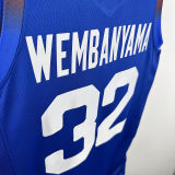 2024 Team FRANCE WEMBANYAMA #32  Sapphire Blue NBA Jersey