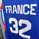 2024 Team FRANCE WEMBANYAMA #32  Sapphire Blue NBA Jersey