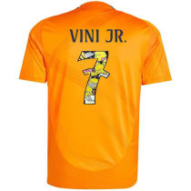 VINI JR． #7 RM 1:1 Quality Away Orange Fans Jersey 2024/25 （Cartoon UCL Font) 卡通字体★★