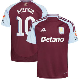 BUENDIA #10 Aston Villa Home Fans Soccer Jersey 2024/25 (UCL Font) ★★