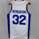 2024 Team FRANCE WEMBANYAMA #32 White NBA Jersey