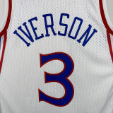 196/97 76ers IVERSON #3 White Retro NBA Jersey