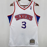 196/97 76ers IVERSON #3 White Retro NBA Jersey