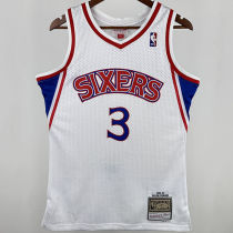 196/97 76ers IVERSON #3 White Retro NBA Jersey