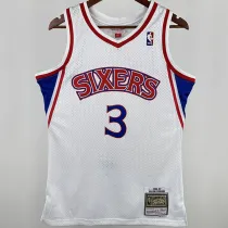 196/97 76ers IVERSON #3 White Retro NBA Jersey