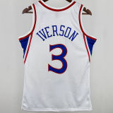 196/97 76ers IVERSON #3 White Retro NBA Jersey