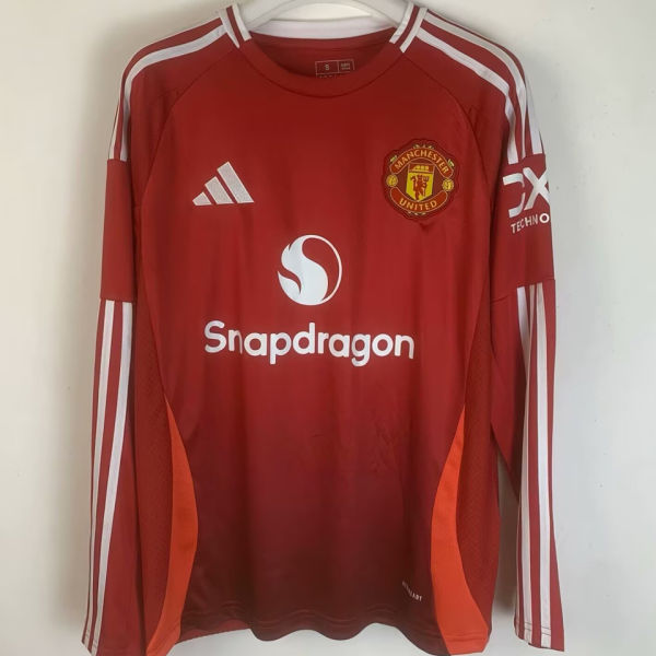 2024/25 M Utd Home Red Long Sleeve Fans Soccer Jersey
