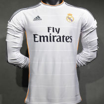 2013/14 RM White Home Retro Player Version Long Sleeve Soccer Jersey 球员版