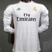 2013/14 RM White Home Retro Player Version Long Sleeve Soccer Jersey 球员版