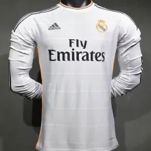 2013/14 RM White Home Retro Player Version Long Sleeve Soccer Jersey 球员版