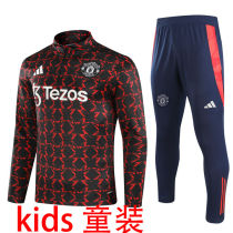 2025 M Utd Black Red Kids Sweater Tracksuit