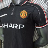 1999 M Utd Black Retro Soccer Jersey Shirt