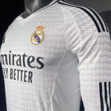 2024/25 RM Home White Player Version Long Sleeve Soccer Jersey