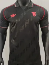 2025 M Utd Black Retro Style Player Version Soccer Jersey
