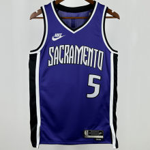2024/25 Kings FOX #5 purple Retro NBA Jerseys 热压