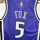 2024/25 Kings FOX #5 purple Retro NBA Jerseys 热压