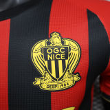 2024/25 Nice Home Red Black Player Version Soccer Jersey