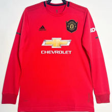2019/20 M Utd Home Red Retro Long Sleeve Retro Soccer Jersey