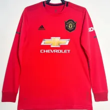 2019/20 M Utd Home Red Retro Long Sleeve Retro Soccer Jersey