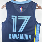 Grizzlies KAWAMURA #17 Dark Blue NBA Jerseys Hot Pressed