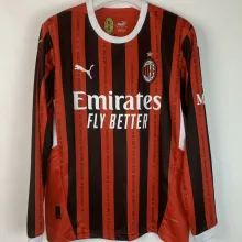 2024/25 AC Milan Home Long Sleeve Fans Soccer Jersey