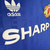 1986-1988 M Utd Third BlueLong Sleeve Retro Soccer Jersey